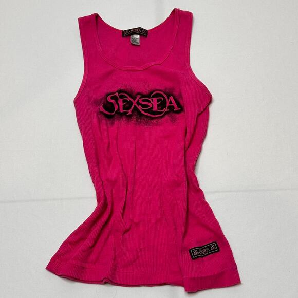 SexSea Size Medium Vintage Pink Y2K 2000s Tank Made With 100% Cotton - Picture 3 of 8